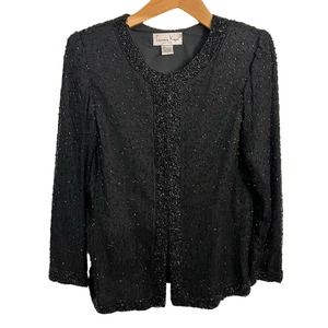 LAWRENCE KAZAR NEW YORK  Vintage Beaded 100% Silk Formal Women's Jacket Small